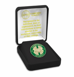 7/8 Inch in Diameter Commitment to Safety Lapel Pin with Deluxe Black Velour Pin Box