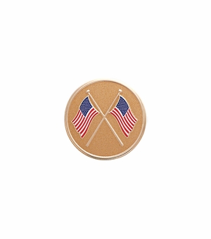 7/8-Inch in Diameter Round Metal American Flags Medallion Insert with Enameled Finish