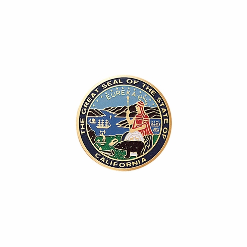 7/8-Inch in Diameter Round Metal California State Seal Medallion Insert with Enameled Finish
