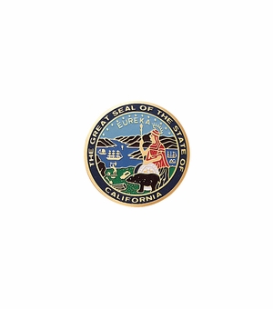 7/8-Inch in Diameter Round Metal California State Seal Medallion Insert with Enameled Finish