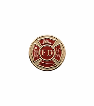 7/8-Inch in Diameter Round Metal Fire Department Medallion Insert with Enameled Finish