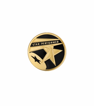 7/8-Inch in Diameter Round Metal Star Performer Medallion Insert with Enameled Finish