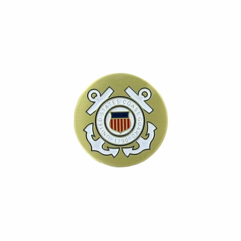 7/8-Inch in Diameter Round Metal United States Coast Guard Medallion Insert with Enameled Finish
