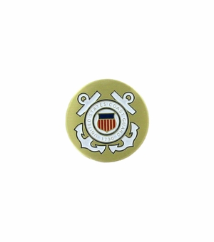 7/8-Inch in Diameter Round Metal United States Coast Guard Medallion Insert with Enameled Finish