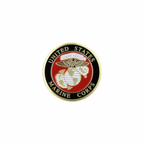 7/8-Inch in Diameter Round Metal United States Marine Corps Medallion Insert with Enameled Finish