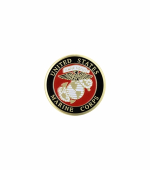7/8-Inch in Diameter Round Metal United States Marine Corps Medallion Insert with Enameled Finish