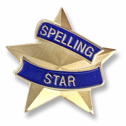 7/8 INCH SPELLING STAR LAPEL PIN