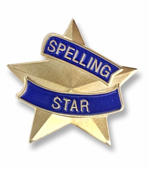 7/8 INCH SPELLING STAR LAPEL PIN