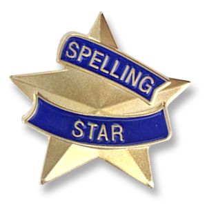 7/8 INCH SPELLING STAR LAPEL PIN