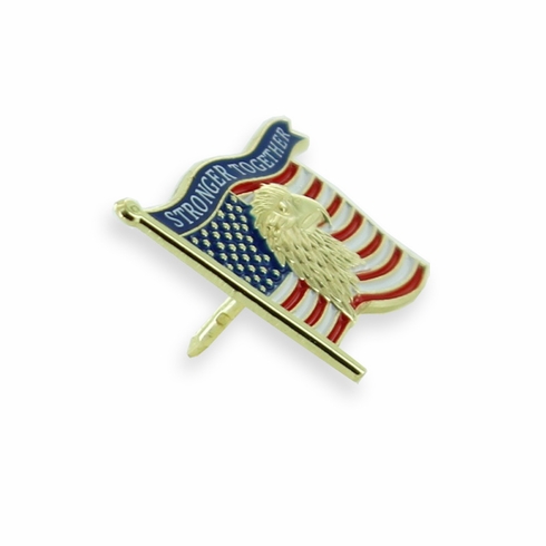 7/8 INCH "STRONGER TOGETHER" EAGLE FLAG LAPEL PIN