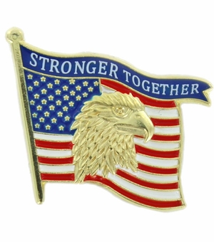7/8 INCH "STRONGER TOGETHER" EAGLE FLAG LAPEL PIN