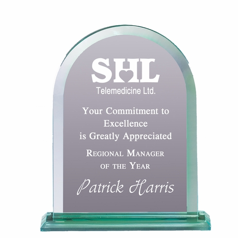 7 INCH ARCHED SHAPE JADE GLASS AWARD