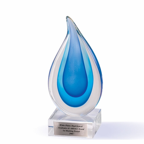 7 INCH BLOWN GLASS COLORS SUSPENDED IN CLEAR GLASS AWARD 