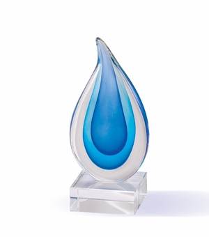 7 INCH BLOWN GLASS COLORS SUSPENDED IN CLEAR GLASS AWARD 