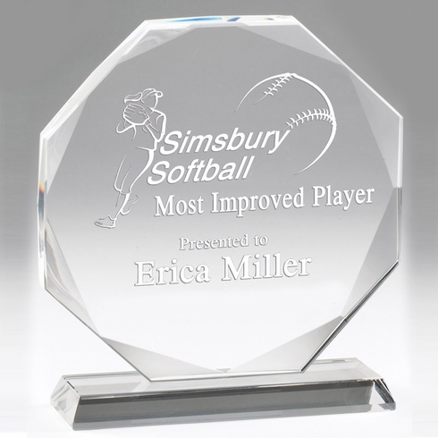 7 INCH CRYSTAL 8 SIDED OCTAGON AWARD 