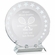 7 INCH DIAMETER OPTICAL CRYSTAL ROUND PLATE TROPHY ON CRYSTAL BASE