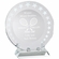 7 INCH DIAMETER OPTICAL CRYSTAL ROUND PLATE TROPHY ON CRYSTAL BASE