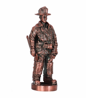 7 INCH FIREMAN FIGURE, ANTIQUE BRONZE