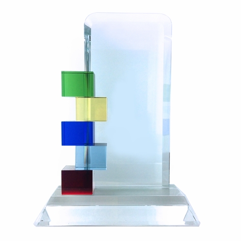 7 INCH MULTI-COLOR GLASS STACKED BLOCKS AWARD