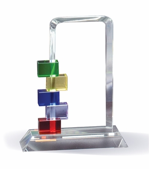 7 INCH MULTI-COLOR GLASS STACKED BLOCKS AWARD