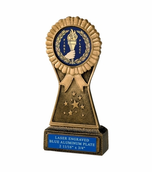 7 INCH ROSETTE RESIN TROPHY, TAKES 2 INCH INSERT