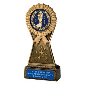 7 INCH ROSETTE RESIN TROPHY, TAKES 2 INCH INSERT