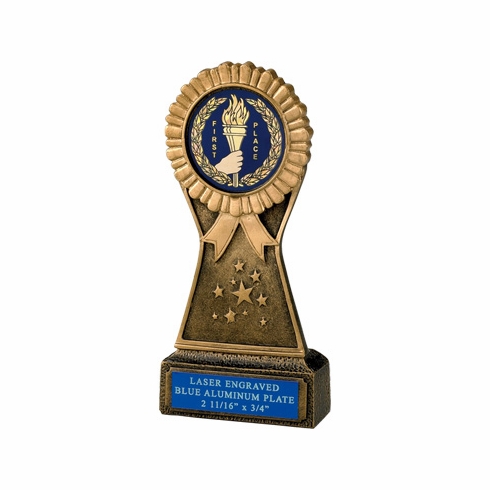 7 INCH ROSETTE RESIN TROPHY, TAKES 2 INCH INSERT