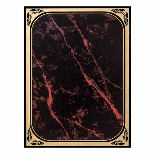 7 X 10 RED MARBLEIZED BRASS PLATED STEEL WITH GOLD FROSTED BORDER