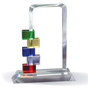7 INCH MULTI-COLOR GLASS STACKED BLOCKS AWARD