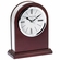 7 x 5-1/2 INCH ROSEWOOD PIANO FINISH OVAL QUARTZ DESK CLOCK WITH SILVER ACCENTS