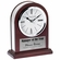 7 x 5-1/2 INCH ROSEWOOD PIANO FINISH OVAL QUARTZ DESK CLOCK WITH SILVER ACCENTS
