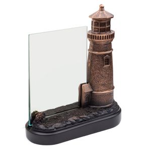7 X 5 INCH ANTIQUED BRONZE ELECTROPLATED LIGHT HOUSE WITH GLASS INSERT AWARD