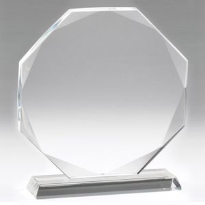 7 INCH CRYSTAL 8 SIDED OCTAGON AWARD 