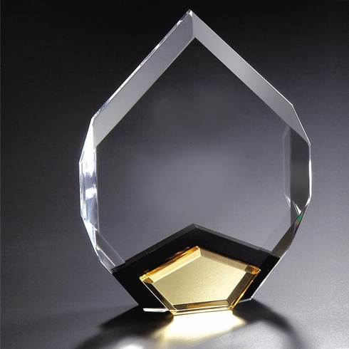 7" x 9" ARROW SHAPE CLEAR ACRYLIC AWARD WITH GOLD MIRROR BASE