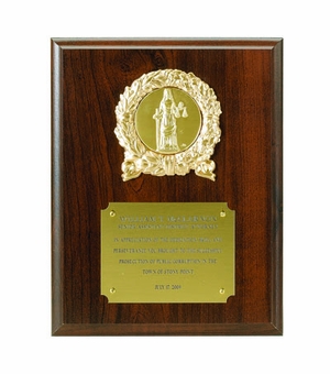 7 X 9 INCH OCCUPATIONAL PLAQUE, WALNUT FINISH, TAKES 2 INCH INSERT