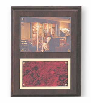 7 X 9 INCH PHOTO PLAQUE WALNUT FINISH HOLDS 3-1/2X5 PHOTO