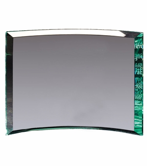 7" x 9" x 3/4" PREMIUM GLASS CURVED AWARD JADE COLOR BEVELED EDGE