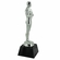 8 1/2 INCH ACHIEVEMENT FIGURE TROPHY BRIGHT SILVER METAL ON OPTICAL CRYSTAL BLACK BASE WITH SILVER ENGRAVING PLATE