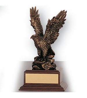 8-1/2 INCH EAGLE TROPHY,  BRASS ELECTROPLATED