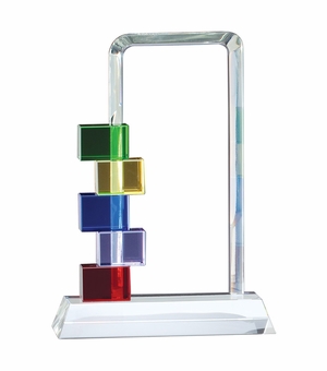 8-1/2 INCH MULTI-COLOR GLASS STACKED BLOCKS AWARD