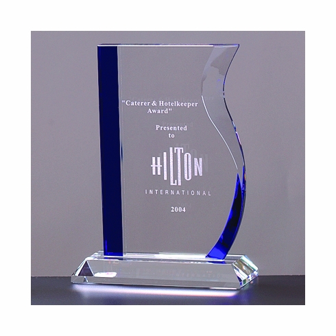 8-1/2 INCH OPTICAL WAVE CRYSTAL AWARD