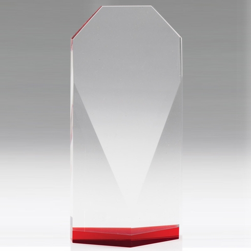 8-1/2 INCH THICK BEVELED CRYSTAL TOWER RED BASE