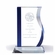 8-1/2 INCH WAVE GLASS AWARD W/ BLUE EDGES