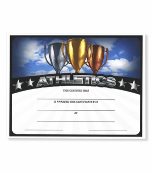 8-1/2 x 11 INCH ATHLETICS CERTIFICATE