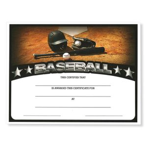 8-1/2 x 11 INCH BASEBALL CERTIFICATE