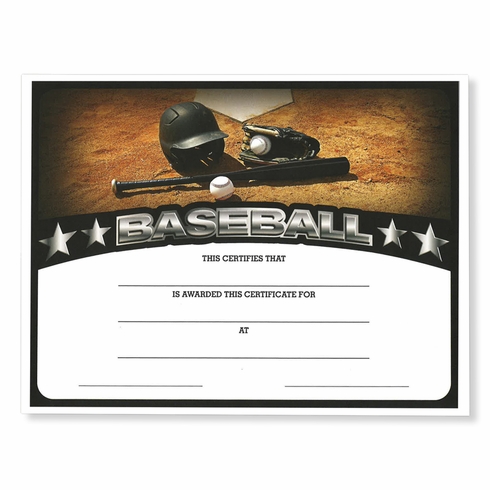 8-1/2 x 11 INCH BASEBALL CERTIFICATE