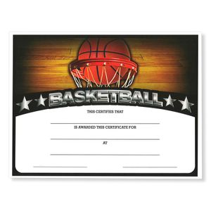 8-1/2 x 11 INCH BASKETBALL CERTIFICATE