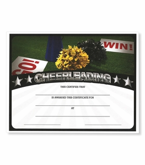 8-1/2 x 11 INCH CHEERLEADING CERTIFICATE