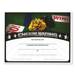 8-1/2 x 11 INCH CHEERLEADING CERTIFICATE