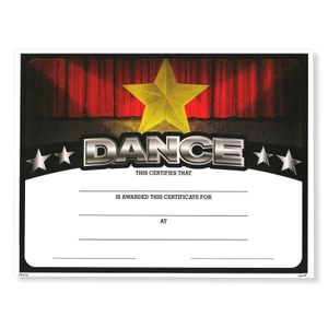  8-1/2 x 11 INCH DANCE CERTIFICATE
